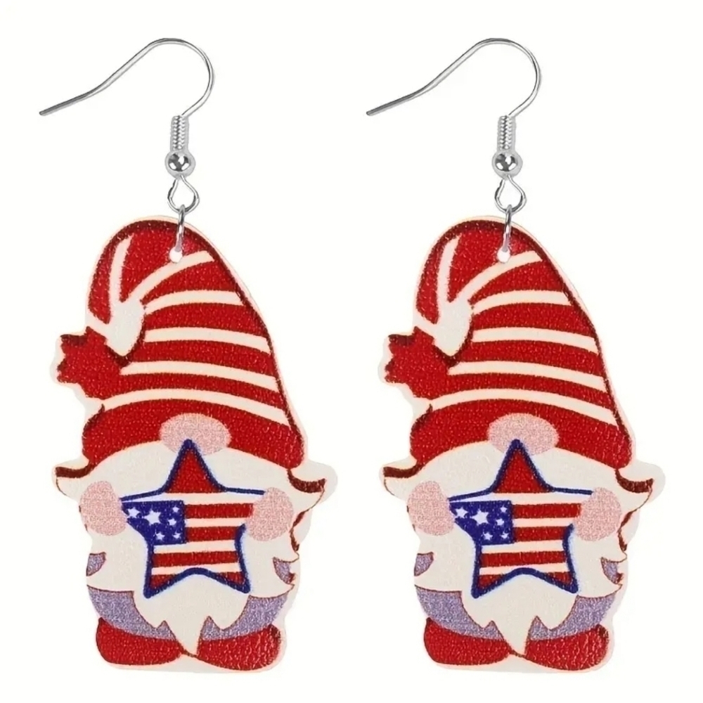 4th of July Gnome earrings